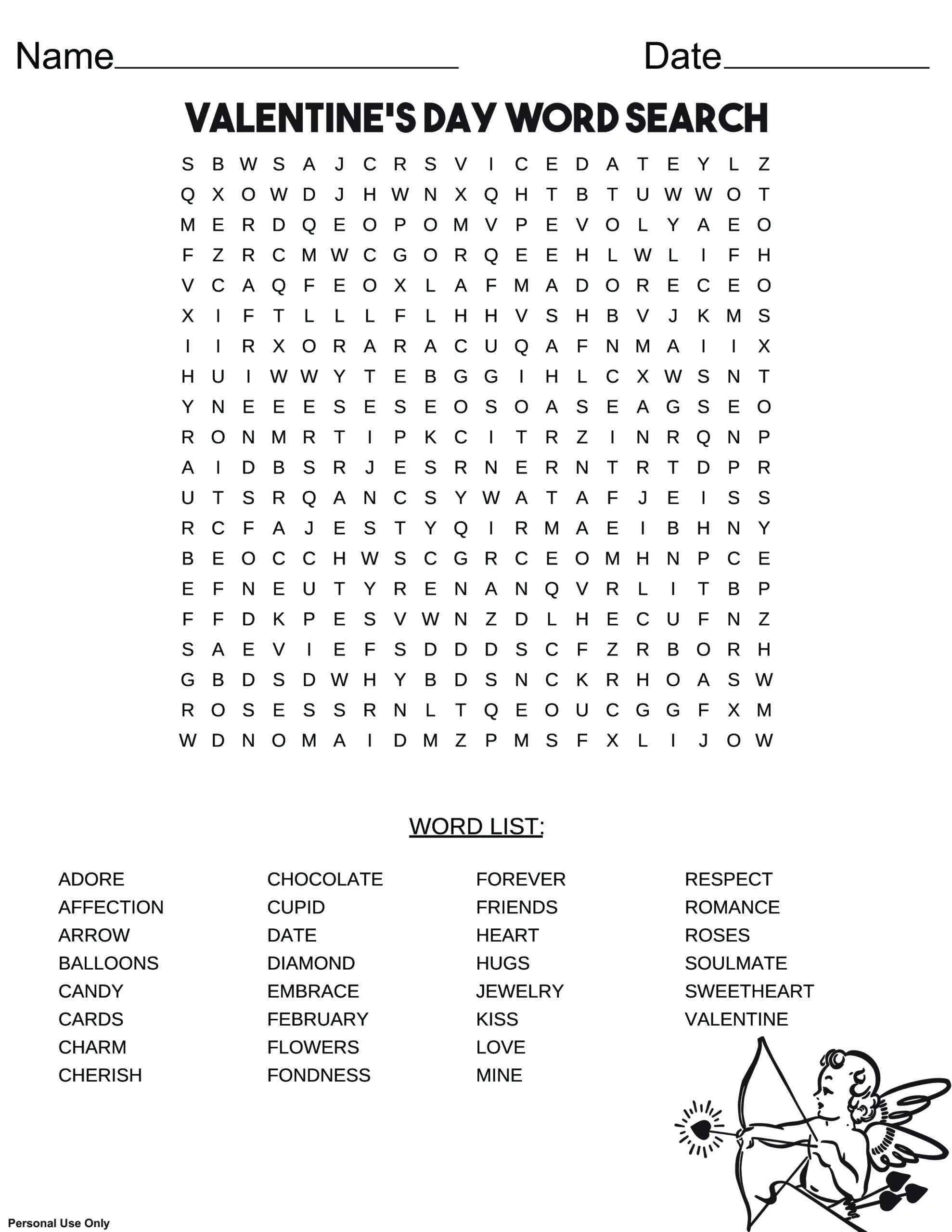 valentine's day word search | free printable pdf